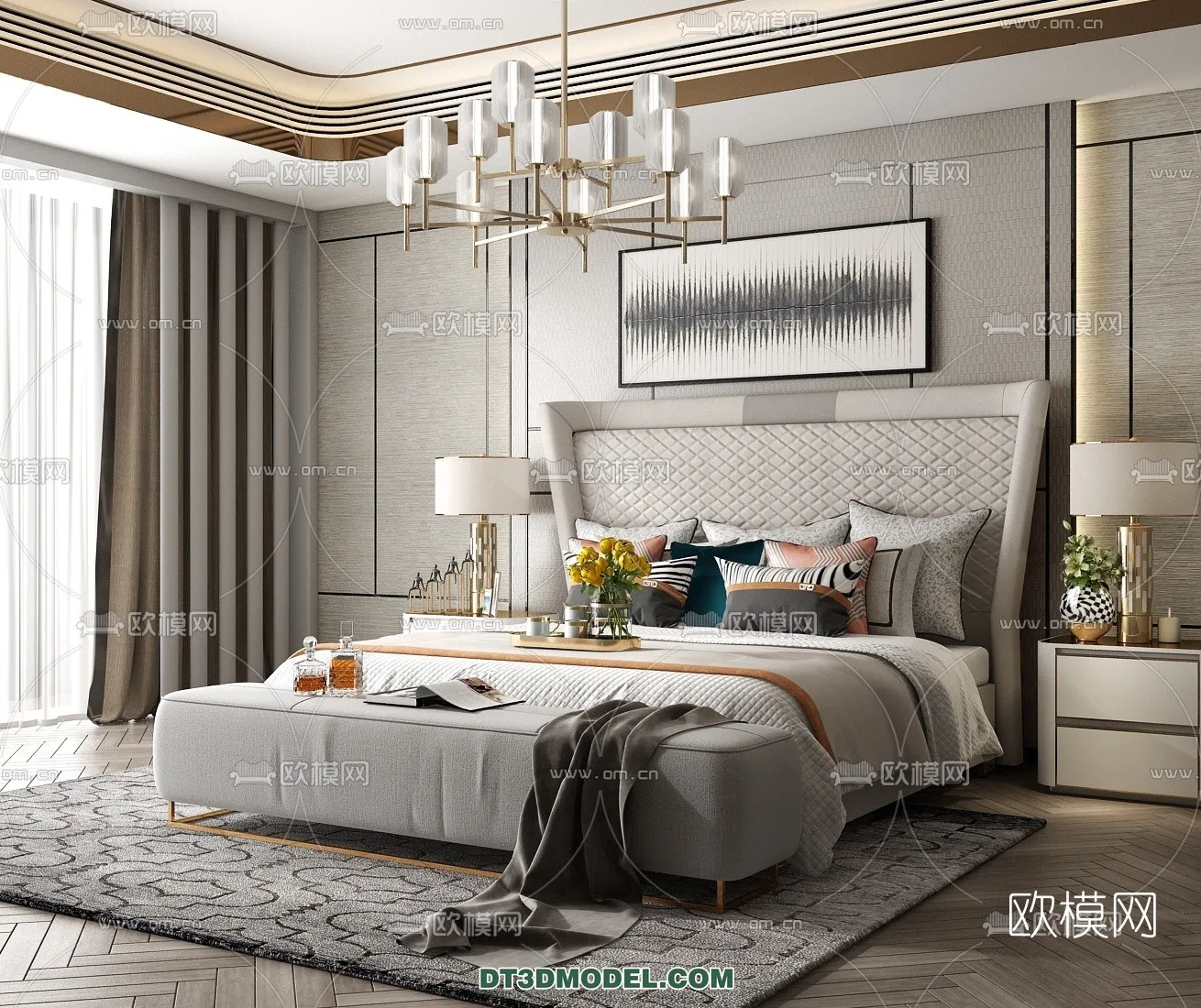 FURNITURE – BED – 3D Model For Interior Design – 2209