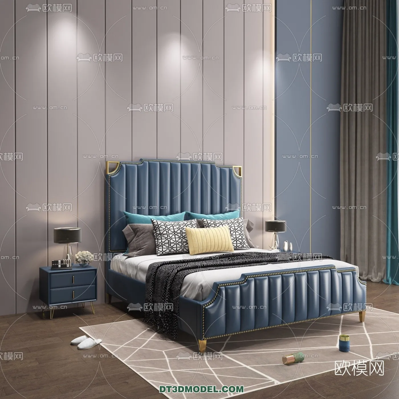 FURNITURE – BED – 3D Model For Interior Design – 2210
