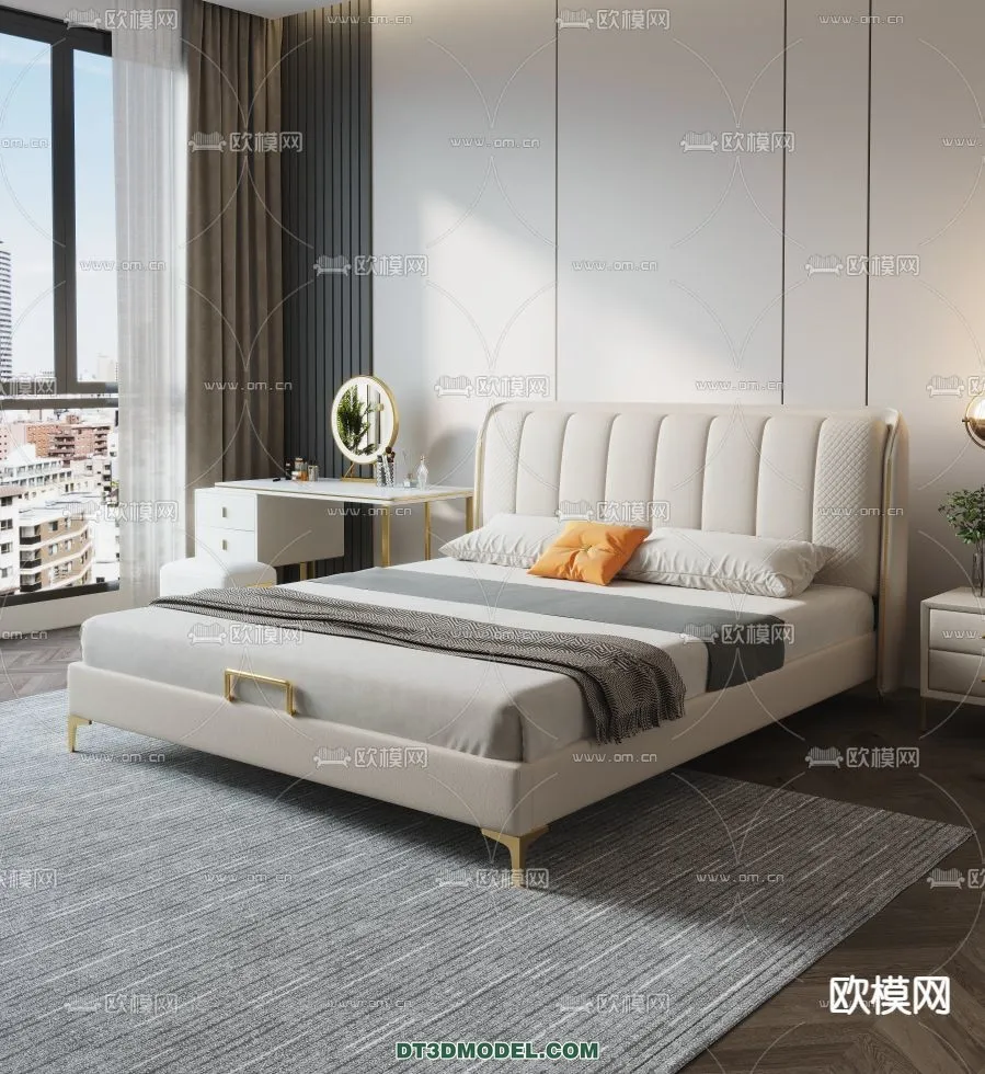 FURNITURE – BED – 3D Model For Interior Design – 2245