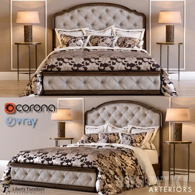 furniture – Bed Amelia Queen Upholstered Bed 3D Model furniture – Bed Amelia Queen Upholstered Bed 3D Model