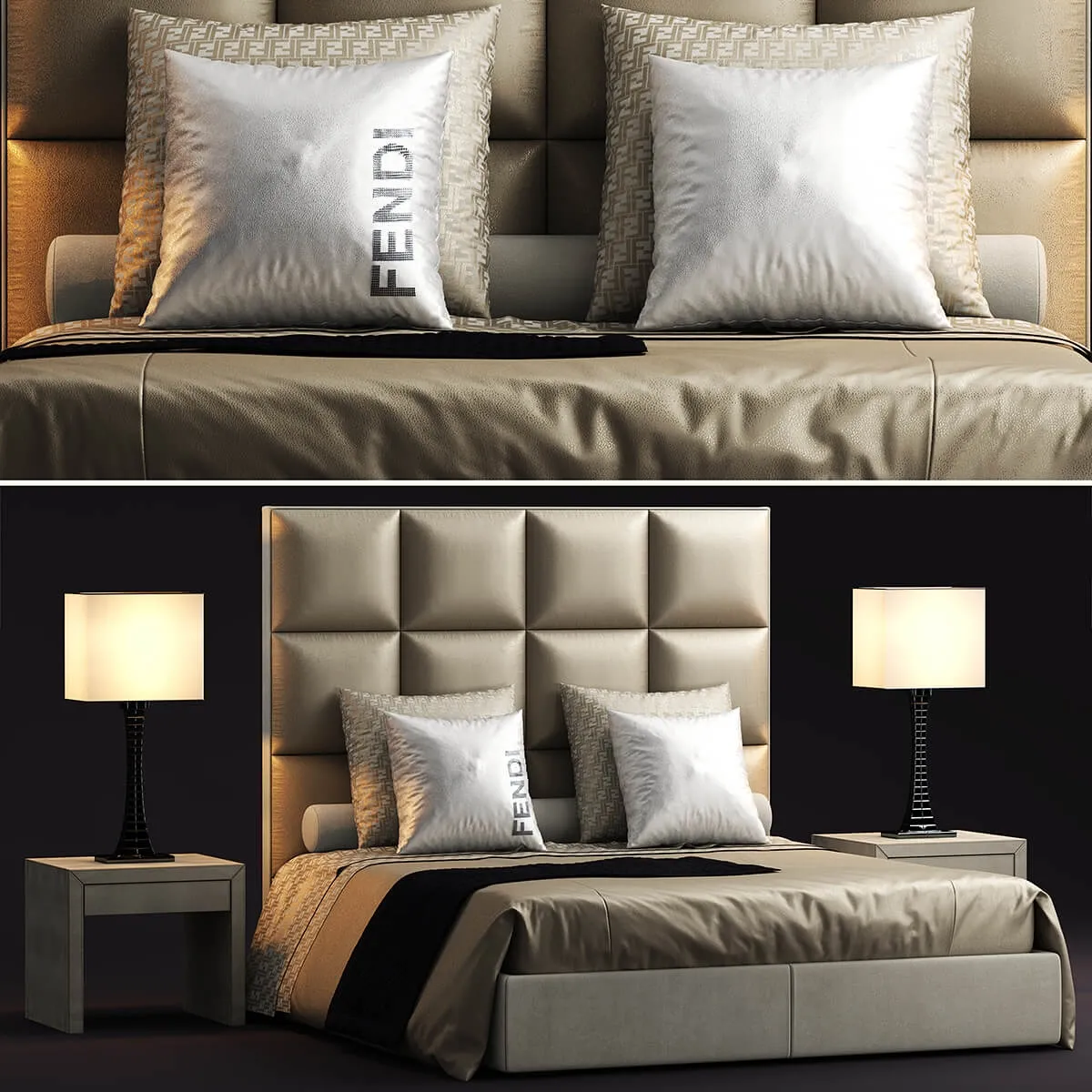 furniture – Bed Fendi casa diamante 3D Model furniture – Bed Fendi casa diamante 3D Model