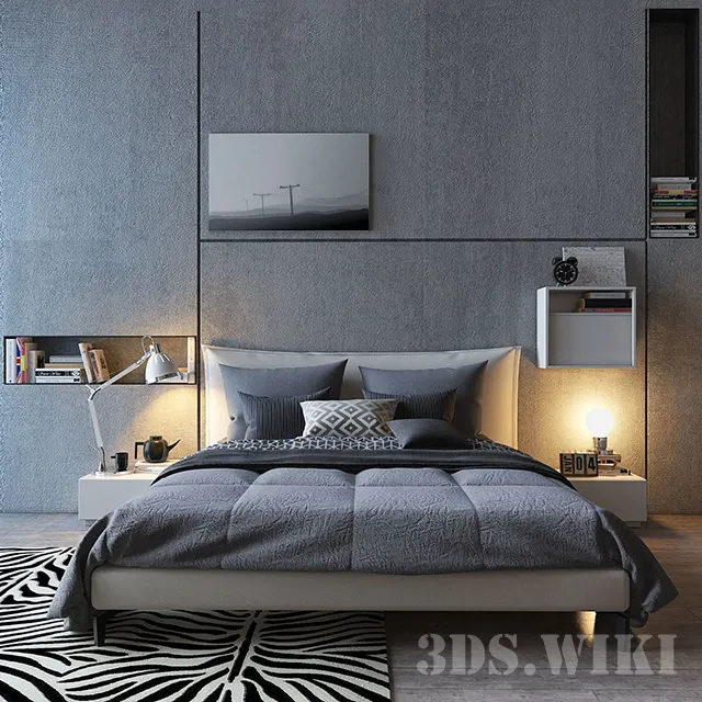 furniture – Bed in textile upholstery ALF Francis 3D Model