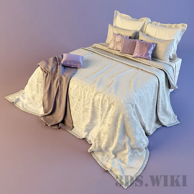 furniture – Bed linen and different pillows 3D Model