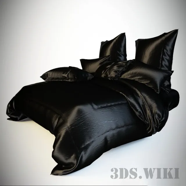 furniture – Bed linen black silk 3D Model