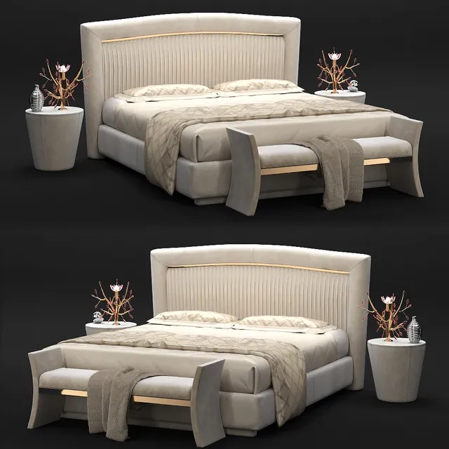 furniture – Bed Portofino Plissè and couch Richard 3D Model