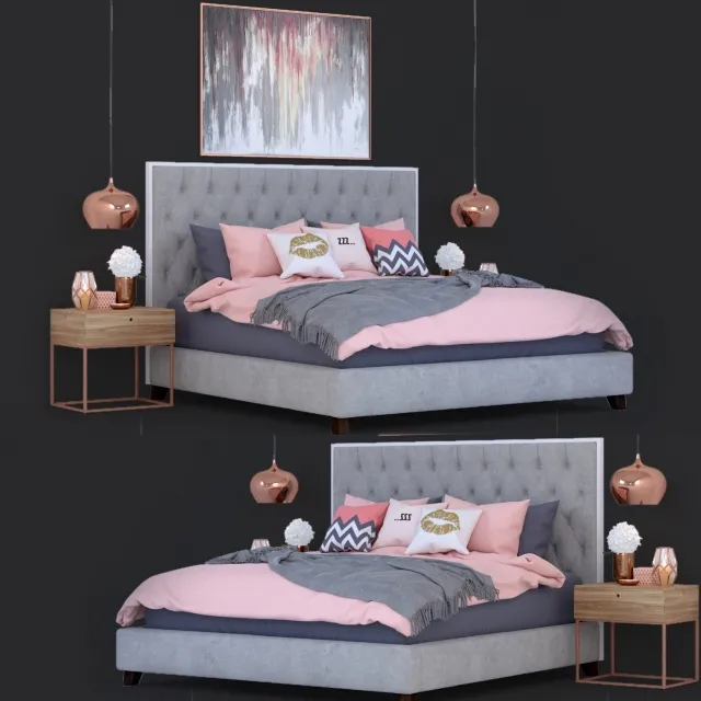 furniture – Bed Prague with decor 3D Model furniture – Bed Prague with decor 3D Model