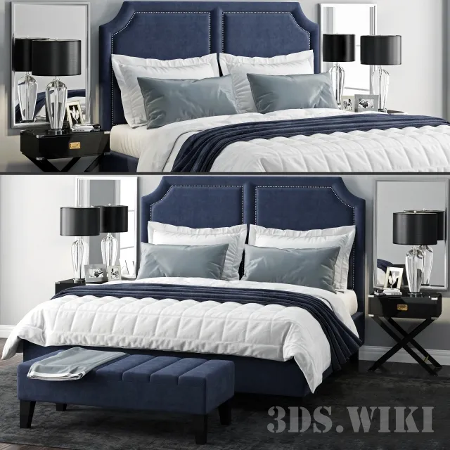 furniture – Bed Sanibel Queen Upholstered 3D Model furniture – Bed Sanibel Queen Upholstered 3D Model