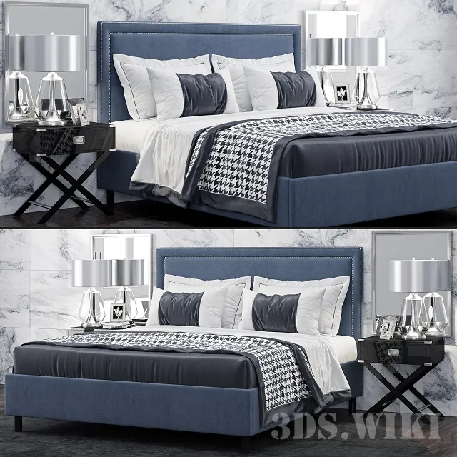 furniture – Bed TOV Furniture Reed Navy Velvet Tufted 3D Model furniture – Bed TOV Furniture Reed Navy Velvet Tufted 3D Model