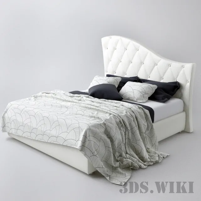 furniture – Bed with a beautiful headboard 3D Model