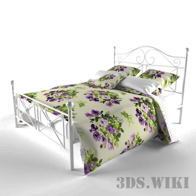 furniture – Bed with metal frame 3D Model