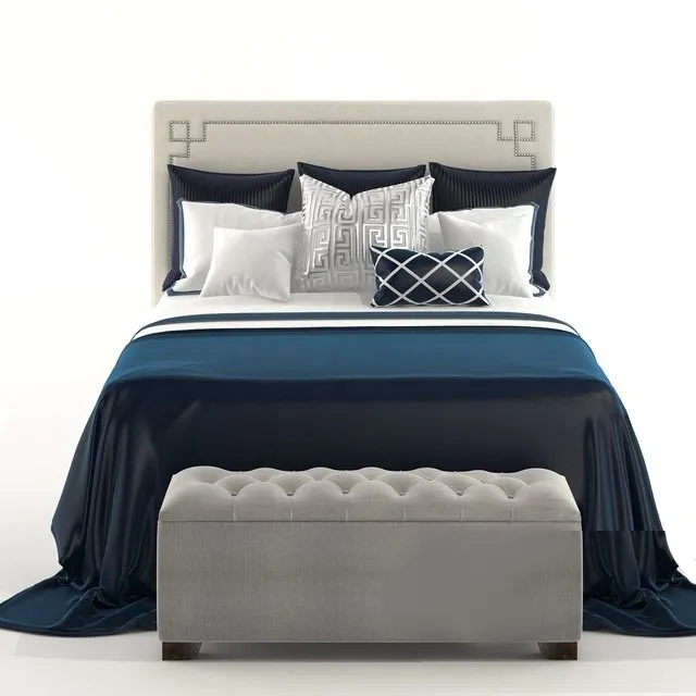 furniture – Bed with pillows and banquet 3D Model