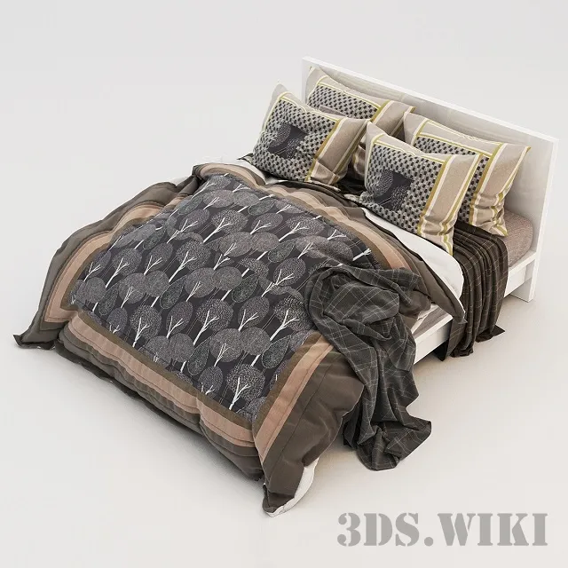 furniture – Bed with pillows and bed 3D Model