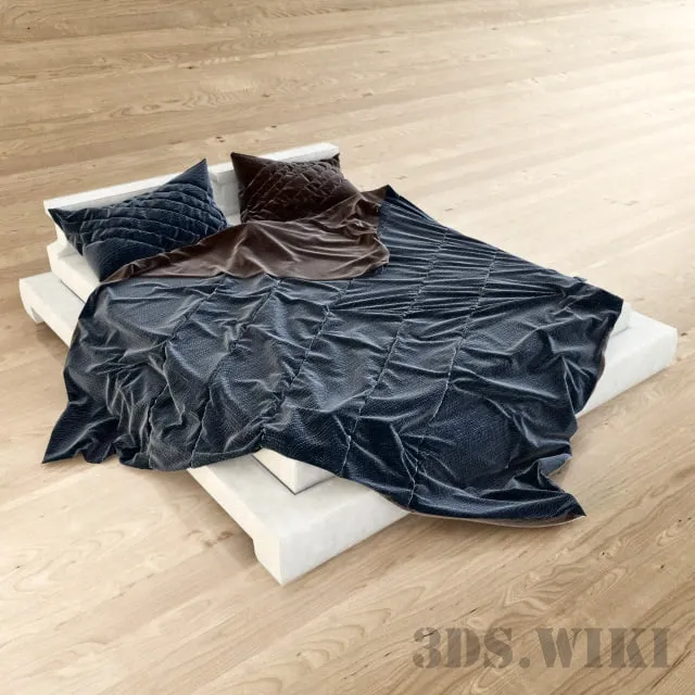 furniture – Bedspread and pillows with bed 3D Model