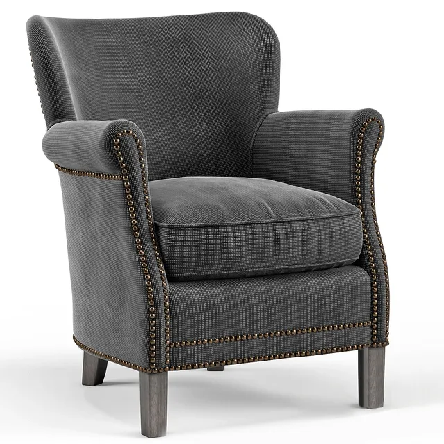 furniture – Belgian Club armchair with Nailheads 3D Model