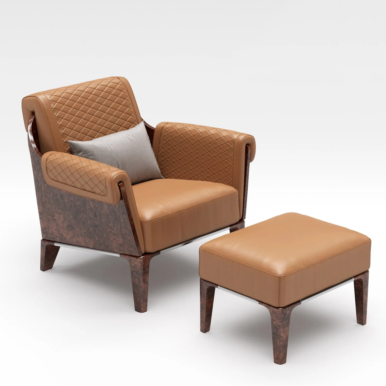 furniture – Bentley Home Sherwood ottoman with armchair 3D Model