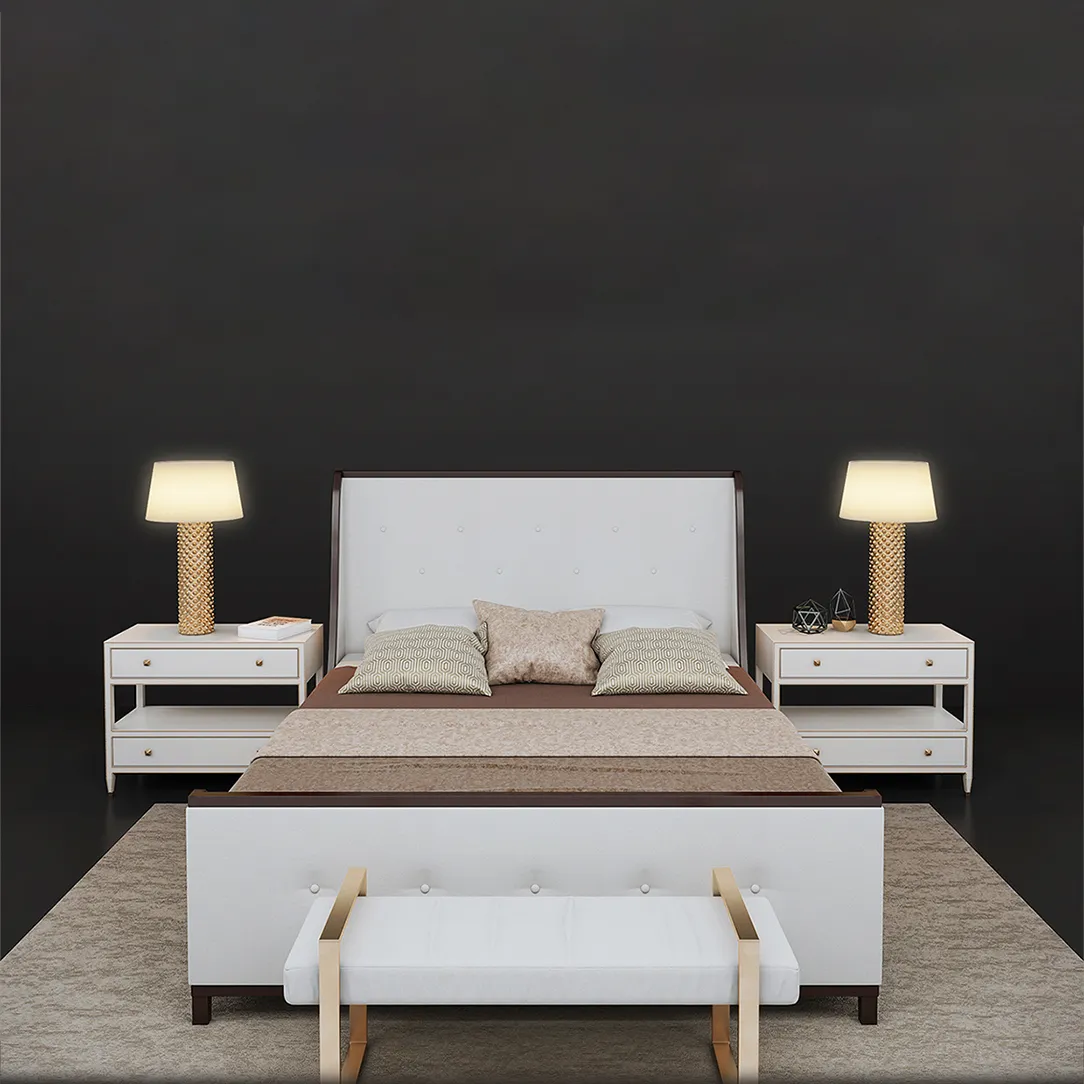 furniture – Bernhardt Jet bed + Arteriors Shell lamp 3D Model furniture – Bernhardt Jet bed + Arteriors Shell lamp 3D Model