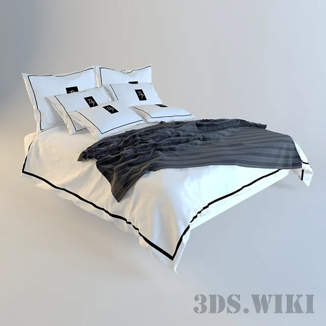 furniture – Black and white bedding 3D Model