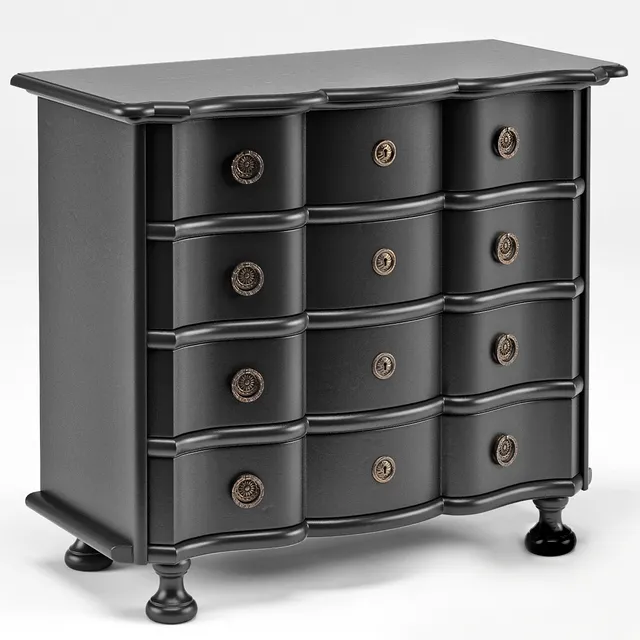 furniture – Black Bow front Chest 3D Model furniture – Black Bow front Chest 3D Model