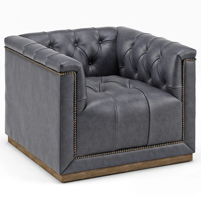 furniture – Black leather cube armchair 9 3D Model