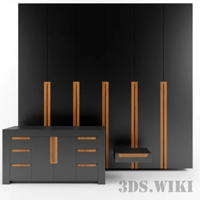 furniture – Black Wardrobe With Its Cabinets 3D Model furniture – Black Wardrobe With Its Cabinets 3D Model