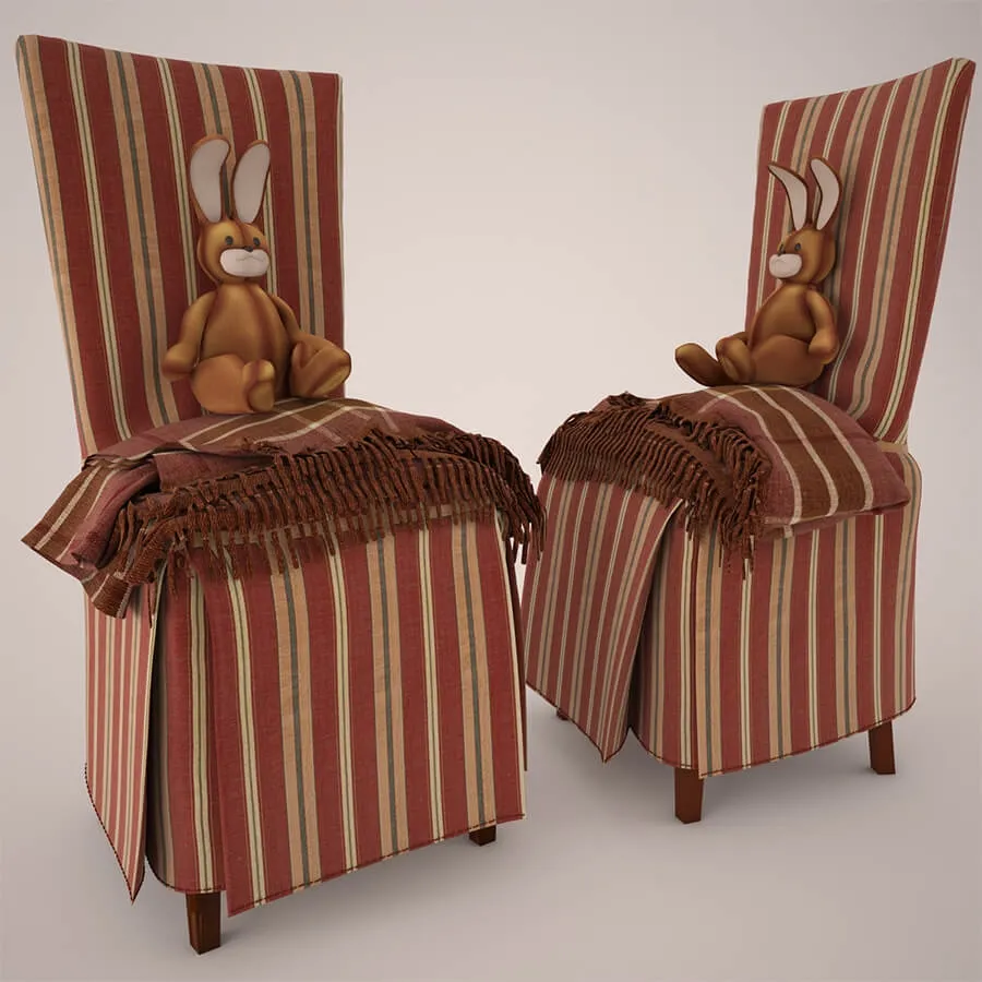 furniture – blanket with a toy on a chair 3D Model