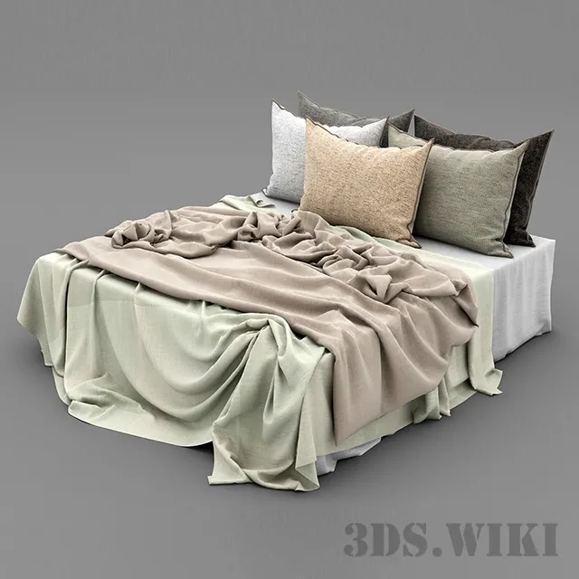 furniture – Blankets and pillows for the bed 3D Model
