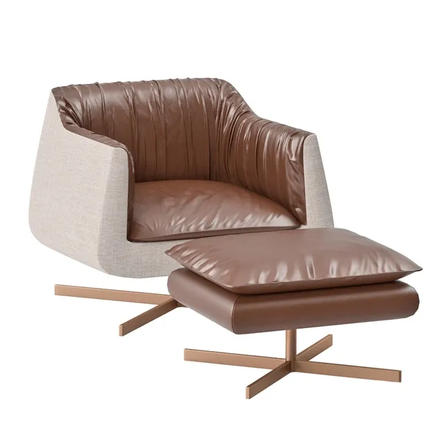 furniture – Bleu Nature Waki armchair + footstool 3D Model furniture – Bleu Nature Waki armchair + footstool 3D Model