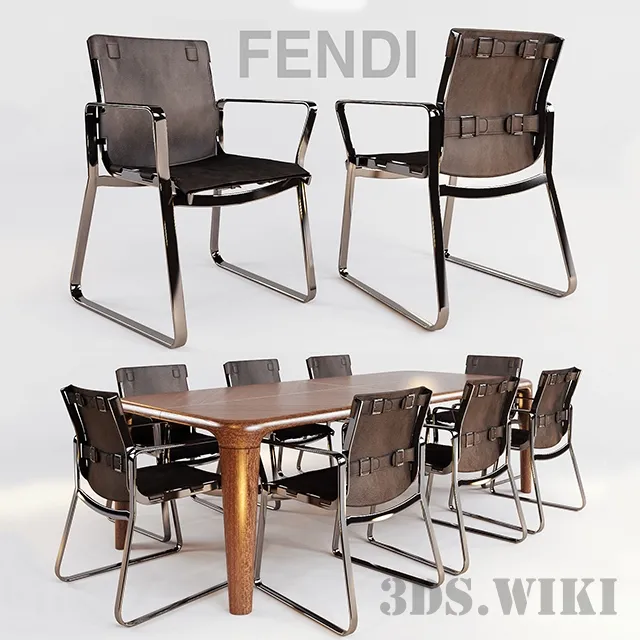 furniture – Blixen armchair and Serengeti table by Fendi Casa 3D Model