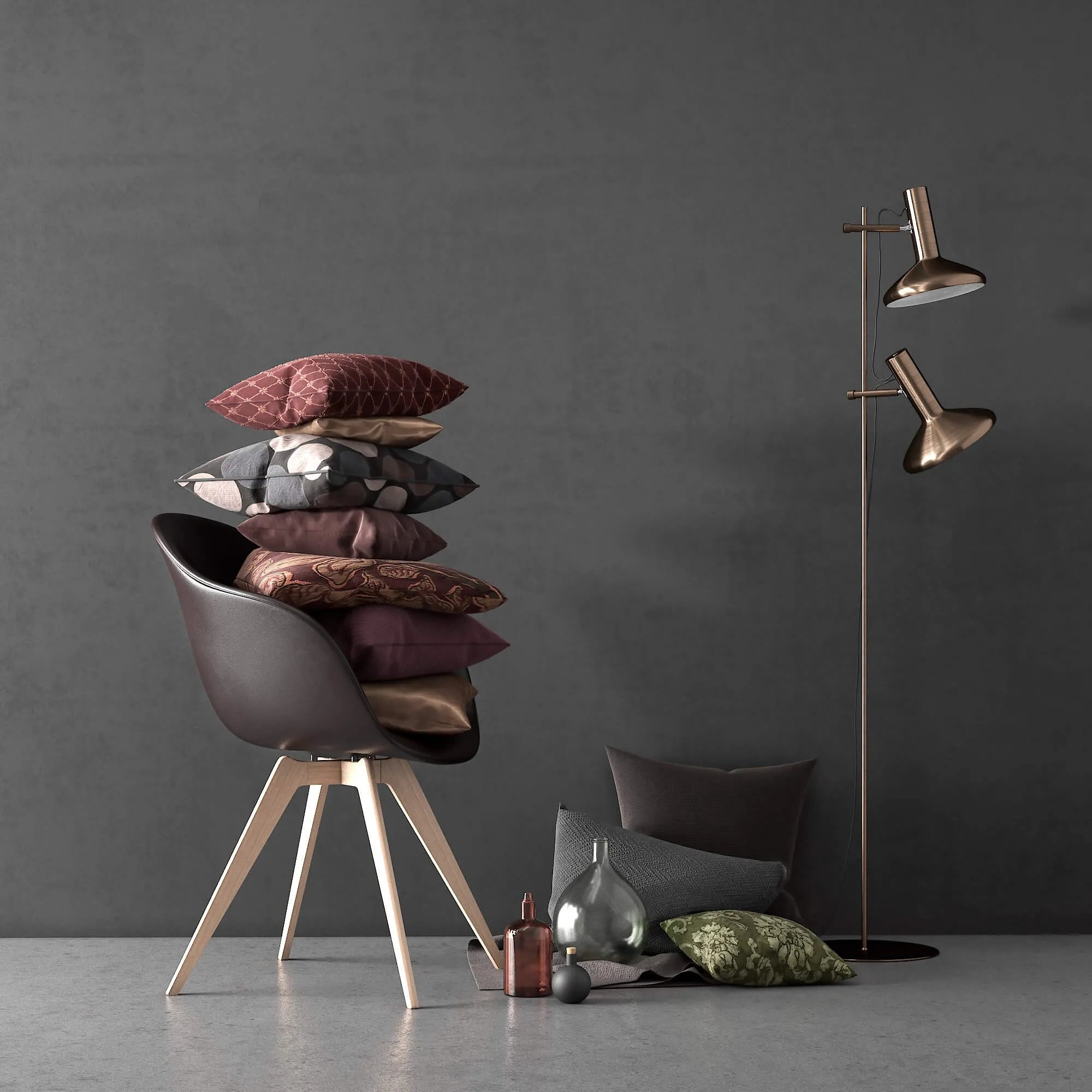 furniture – BoConcept Set Adelaide Chair and  duo Stehlampe 3D Model