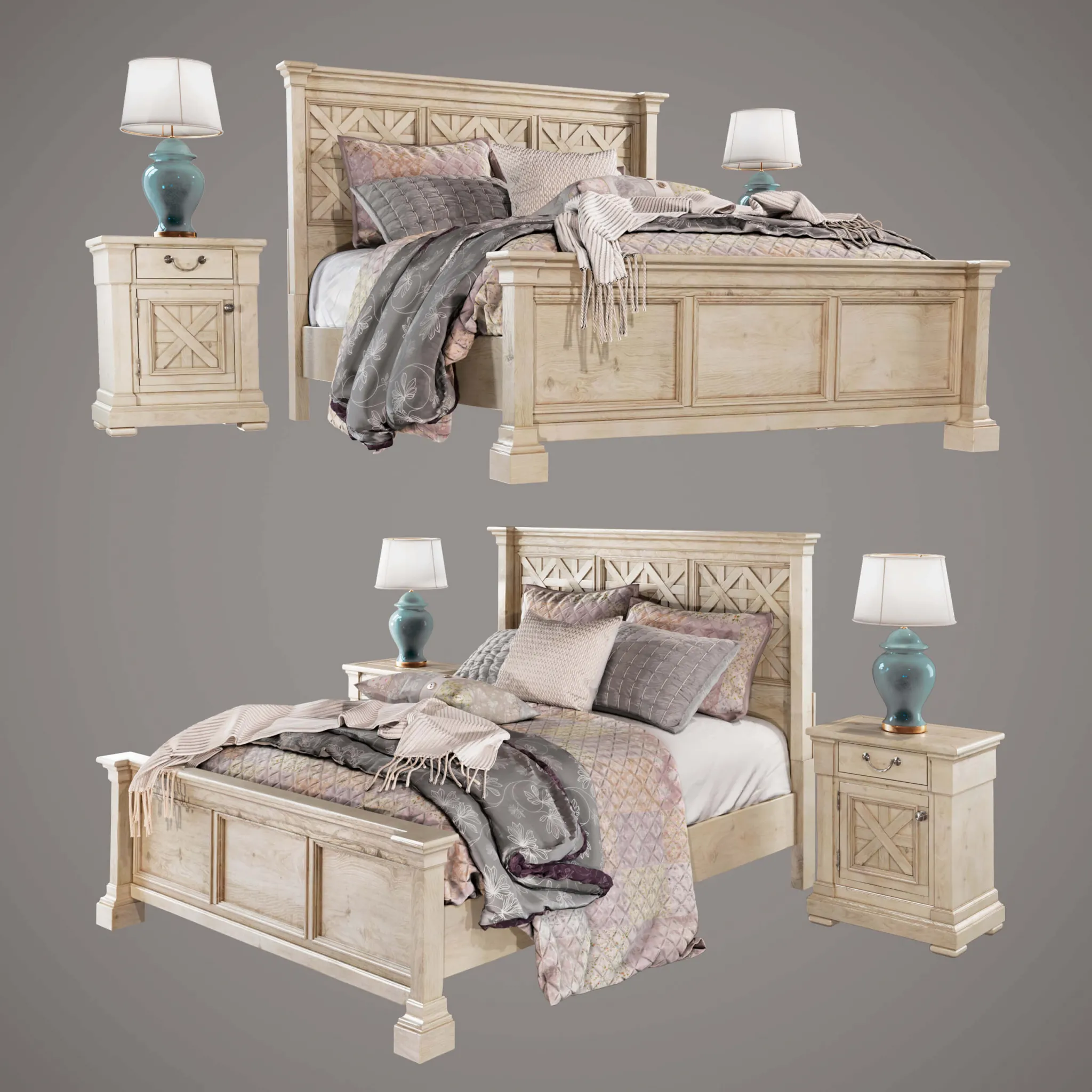 furniture – Bolanburg Queen bed 05 3D Model furniture – Bolanburg Queen bed 05 3D Model