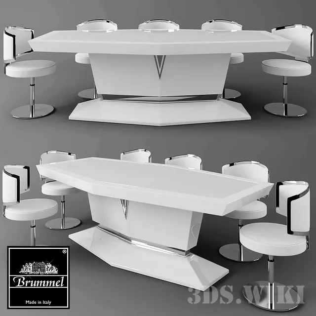 furniture – Brummel bar with chairs 3D Model