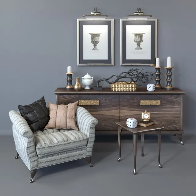 furniture – Cabinet table and armchair Casa Statu 3D Model
