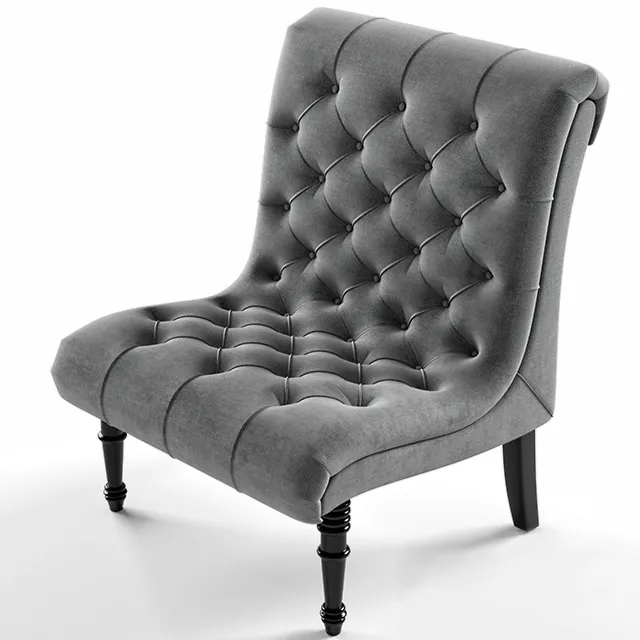 furniture – Caelie Gray Linen Modern Lounge Chair 3D Model