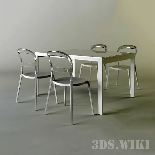 furniture – Calligaris Key table Wien chair 3D Model