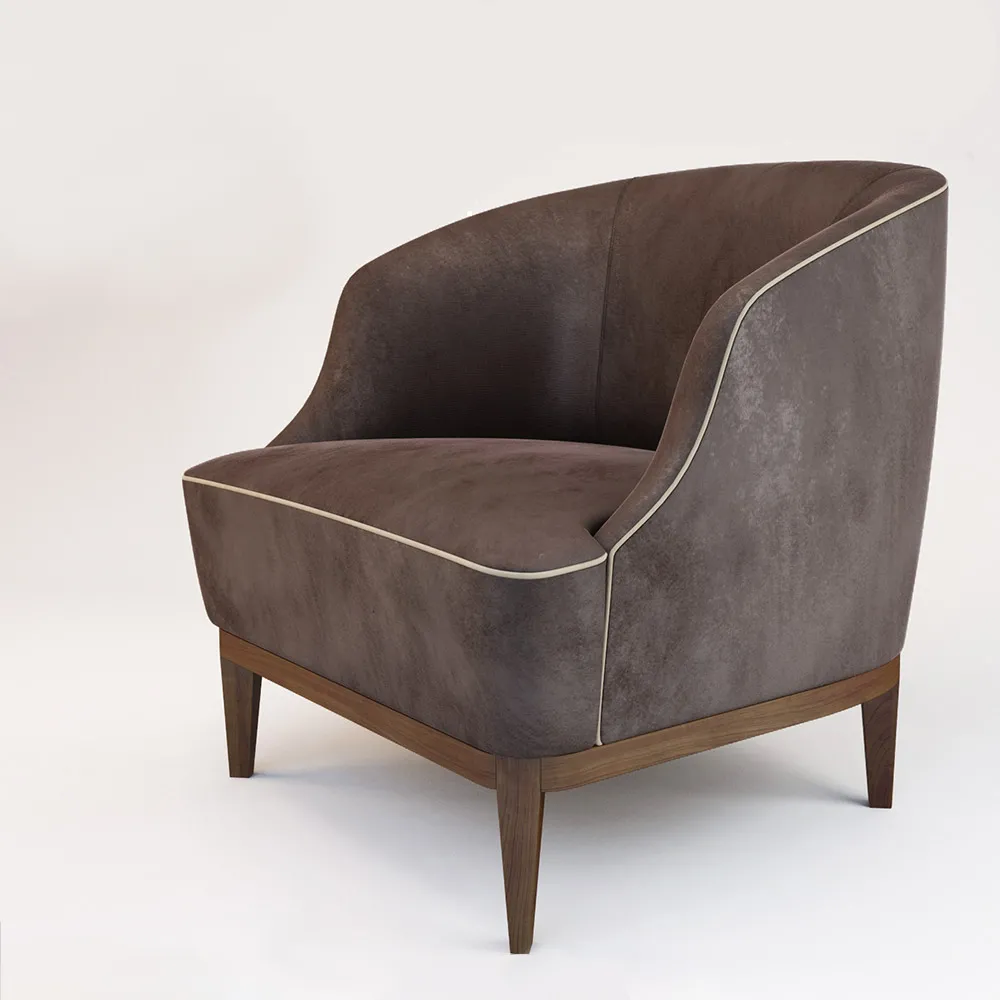 furniture – Camel Velvet armchair 48 3D Model