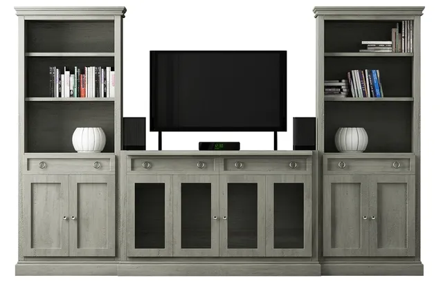 furniture – Cameo 4-Piece Grey Storage bookcase entertainment 3D Model