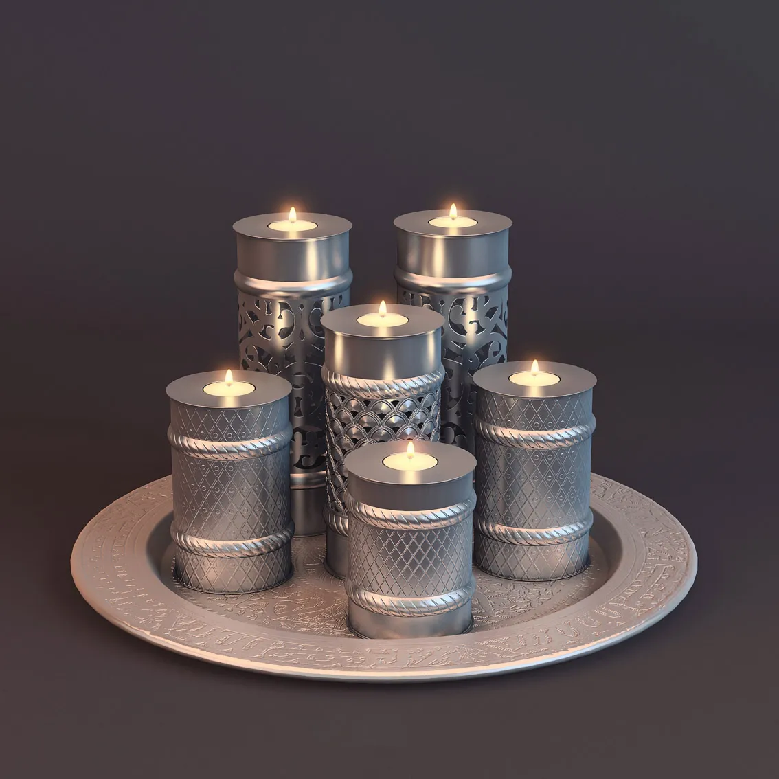 furniture – Candle set 03 3D Model