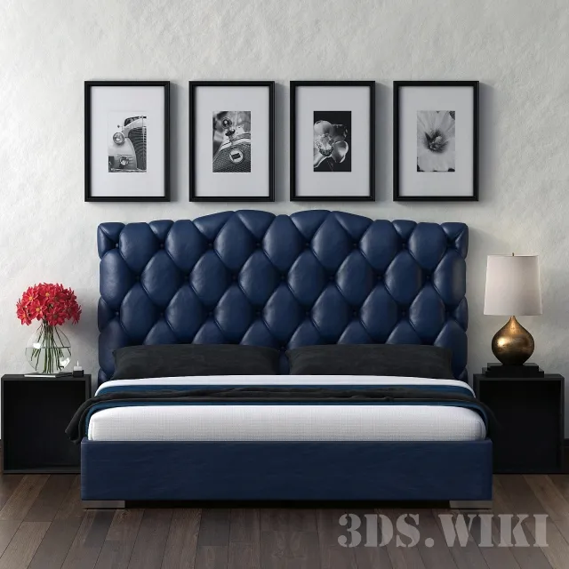 furniture – Cantori bed with carriage tie 3D Model furniture – Cantori bed with carriage tie 3D Model