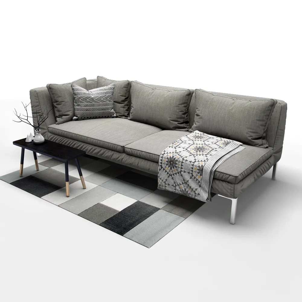 furniture – Capitone gray sofa 07 3D Model furniture – Capitone gray sofa 07 3D Model
