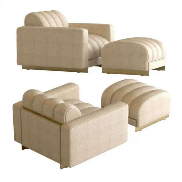 furniture – Caracole  the well – balanced chair and pouf 3D Model