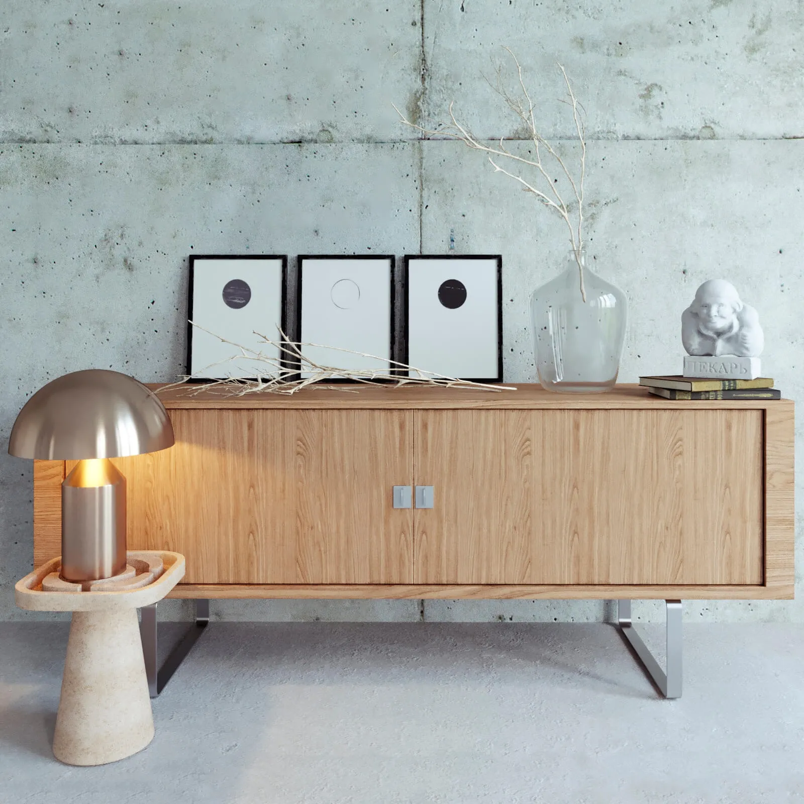 furniture – Carl Hansen Credenza decor set 3D Model furniture – Carl Hansen Credenza decor set 3D Model