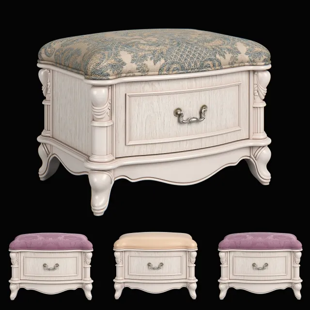 furniture – Carpenter Casual chair foot stool with one drawer 680x480x469 230 3D Model