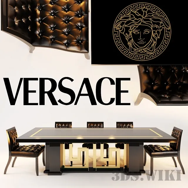furniture – CARTESIO dining table and Versace SHADOW chair 3D Model