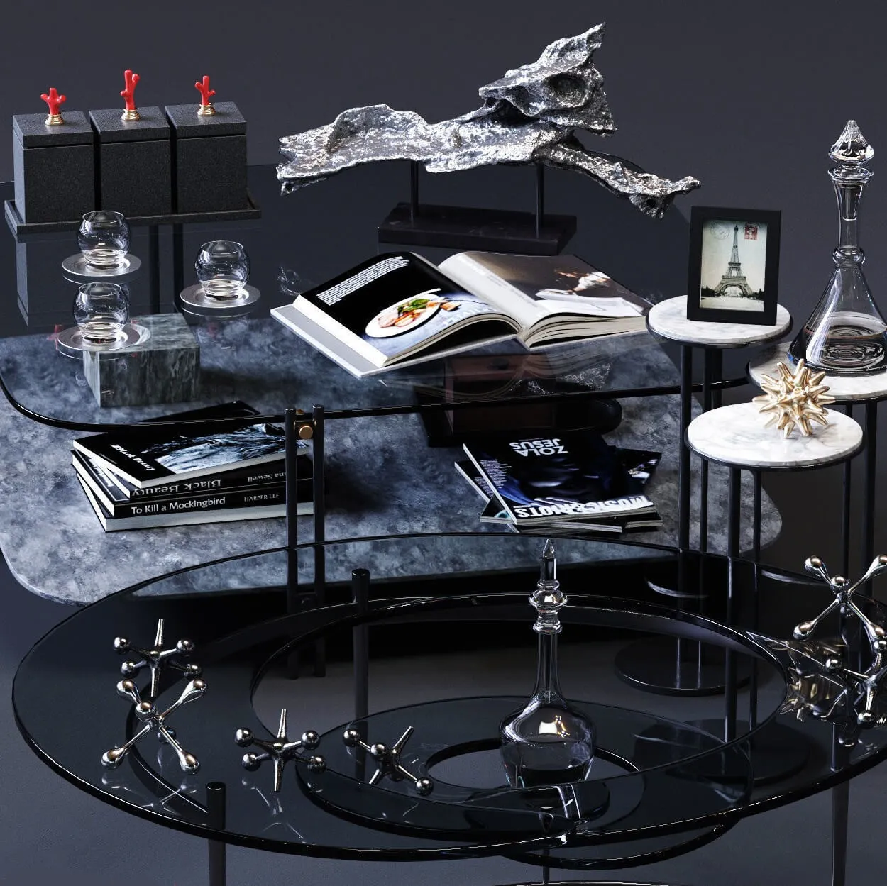furniture – Cattelan Italia coffee tables set 01 3D Model