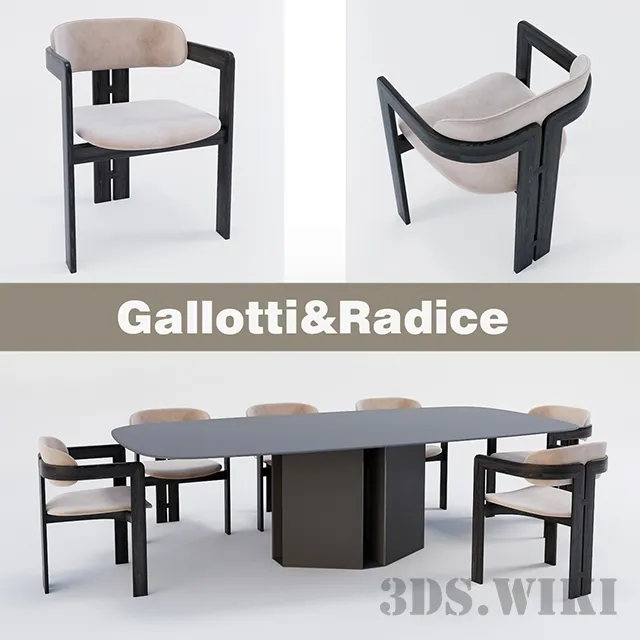 furniture – Chair Gallotti & Radice 0414 with table 3D Model