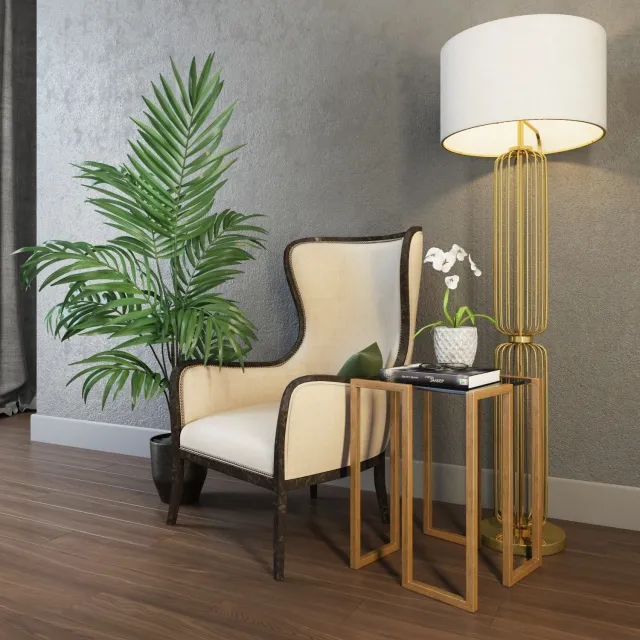 furniture – chair with decorative set 3D Model