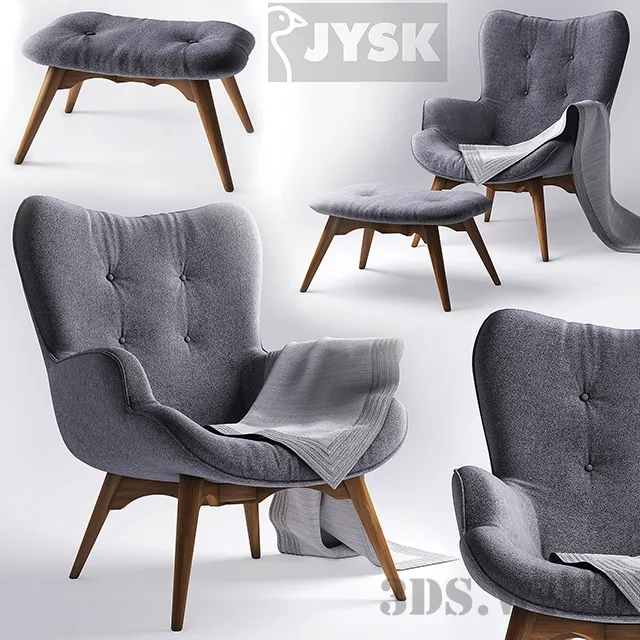 furniture – Chair with footrest EJERSLEV 3D Model