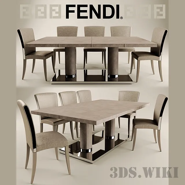 furniture – Chair with table Bernini and Elisa from FENDI CASA 3D Model