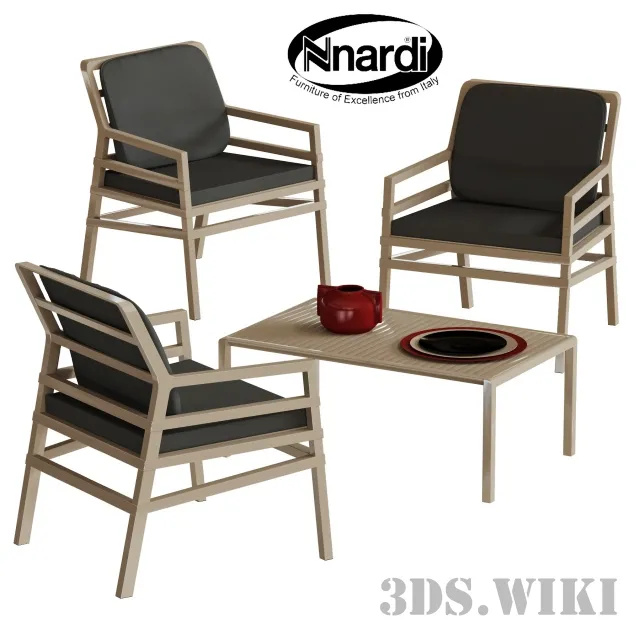 furniture – Chairs and coffee table Aria 3D Model