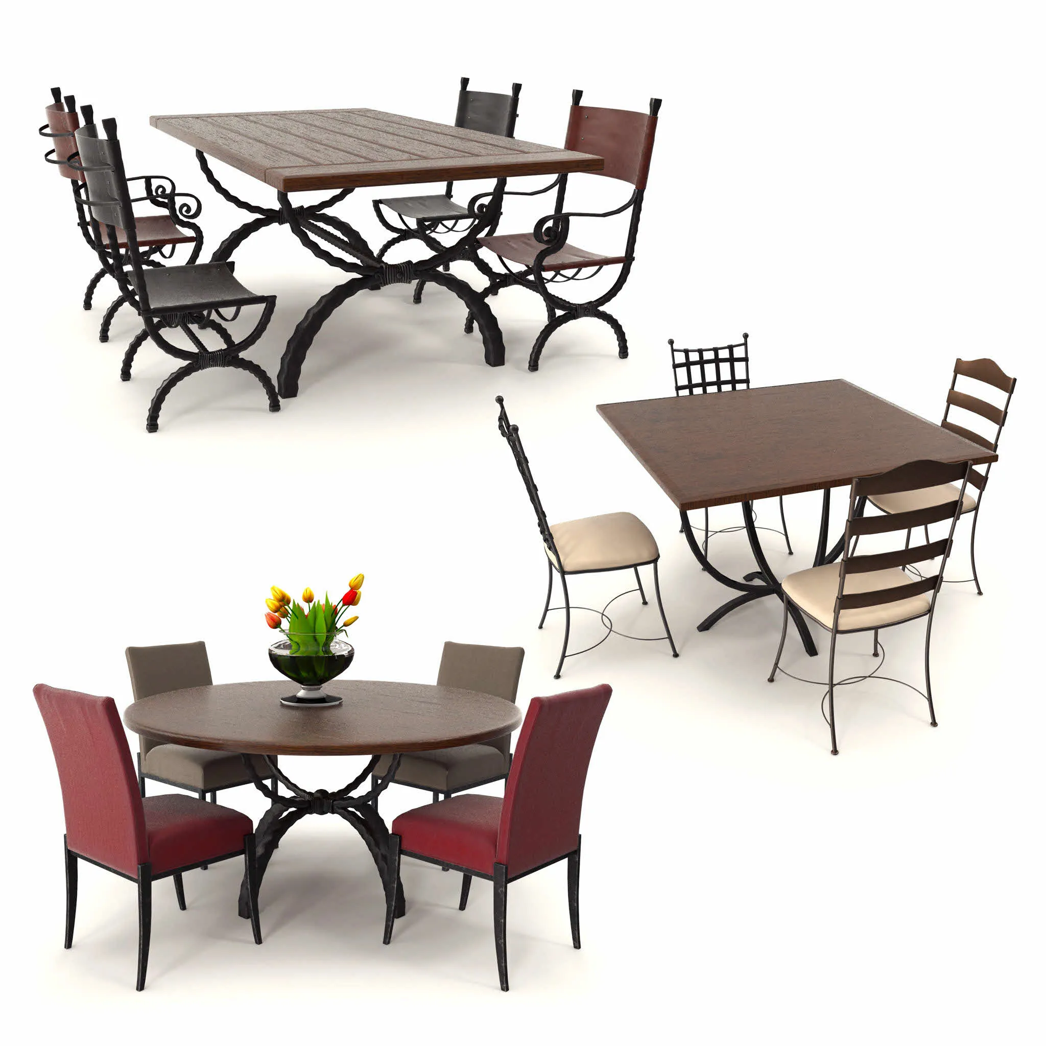 furniture – Charleston table with chairs 09 3D Model